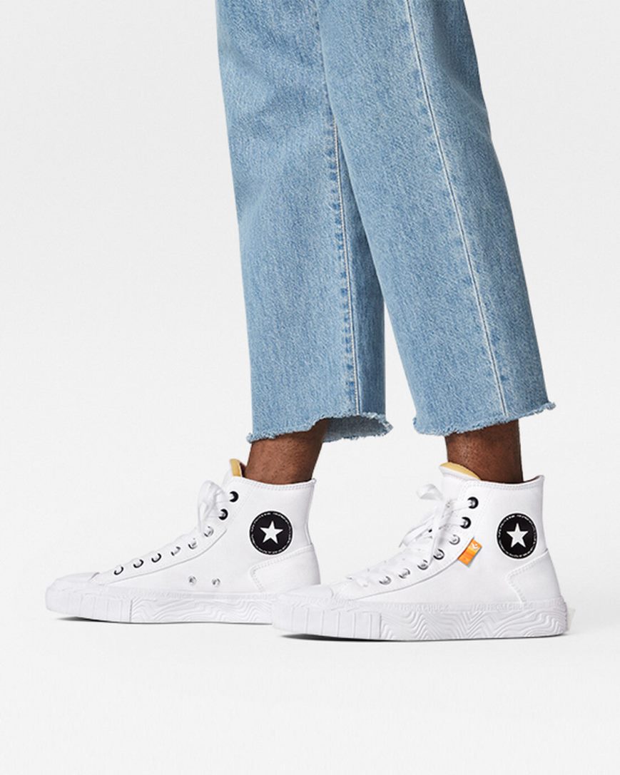 Tenisi Inalti Barbati Converse Chuck Taylor Alt Star Panza Albi Negrii Albi | RO GOTFU473